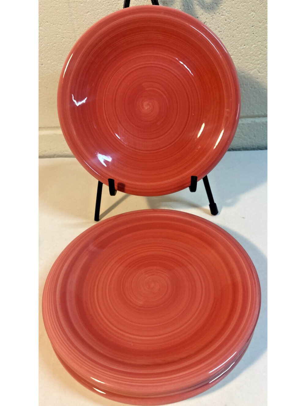 Set of 4 Furio Coral Swirl 8” Salad Plates Made In Italy